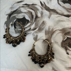 Non Signe Gold Hooped Wired Beaded Click Clack Earrings